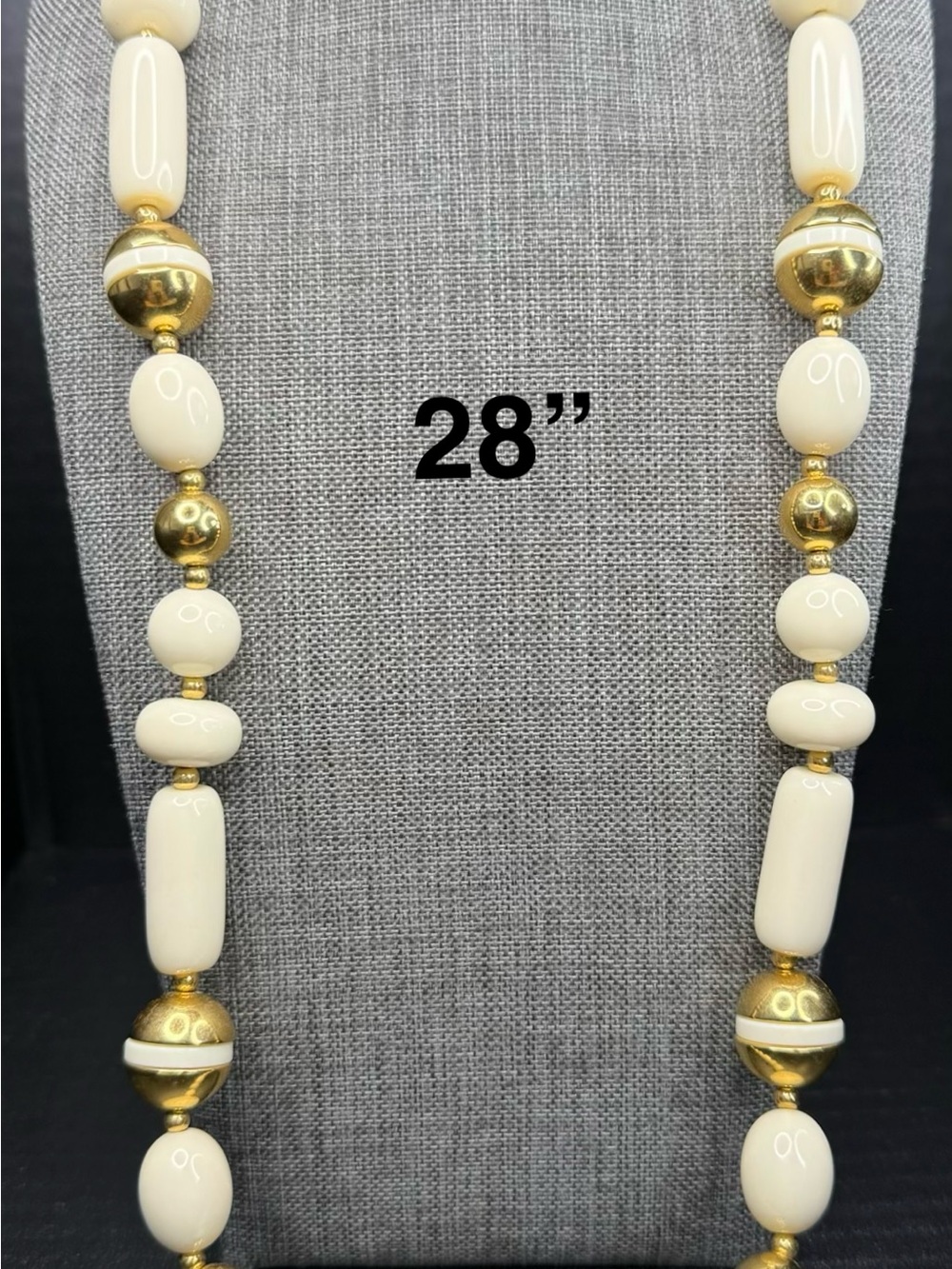 Trifari Cream and Gold Beaded Necklace